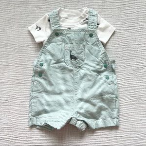 Carter’s Baby Boy 3M Striped Dino Bodysuit & Short Overalls Set